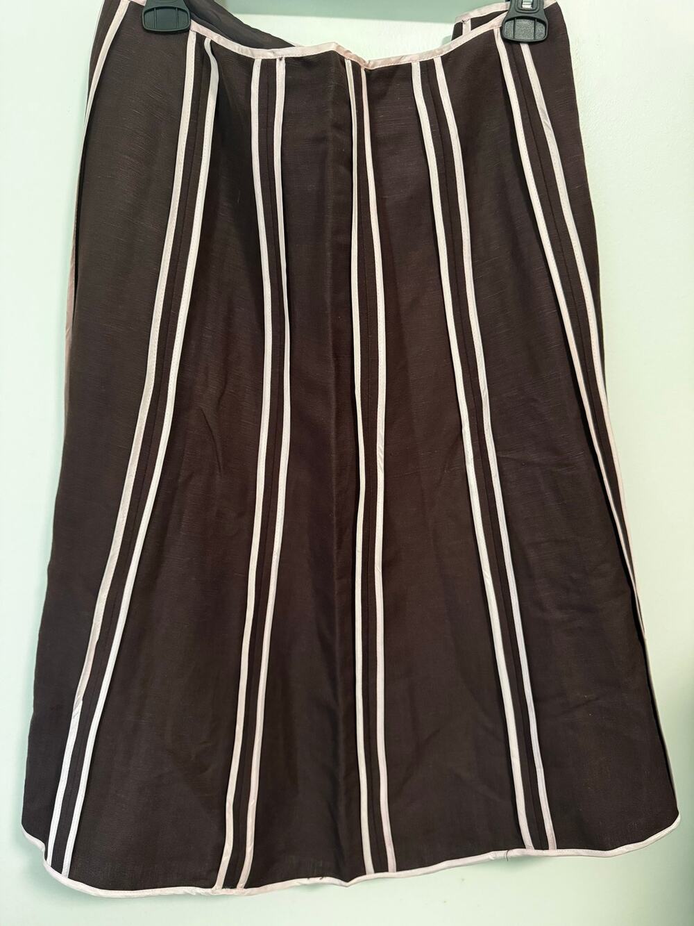 Rich Dark Chocolate & Pink Linen blend Vintage‎ Women’s lined flared hem skirt